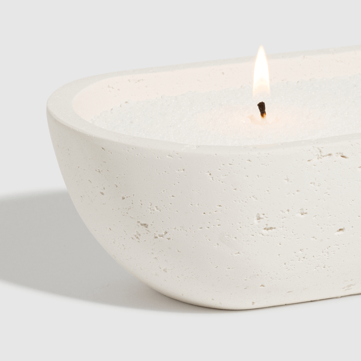 White Oval Earthy Vessel with Wax Pearls