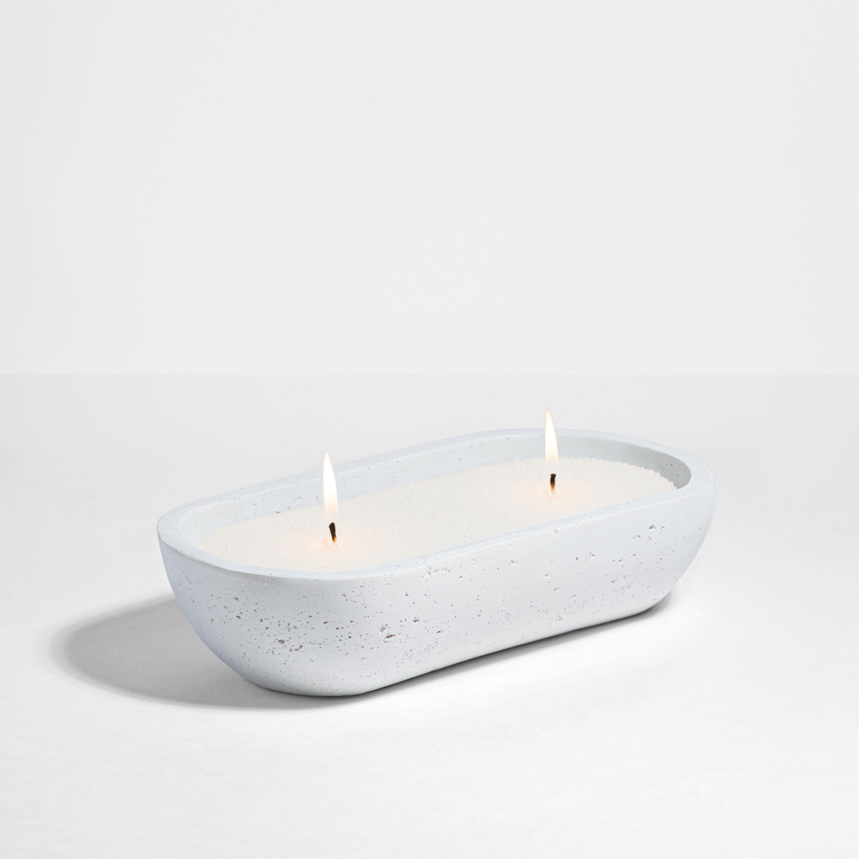 White Oval Earthy Vessel with Wax Pearls