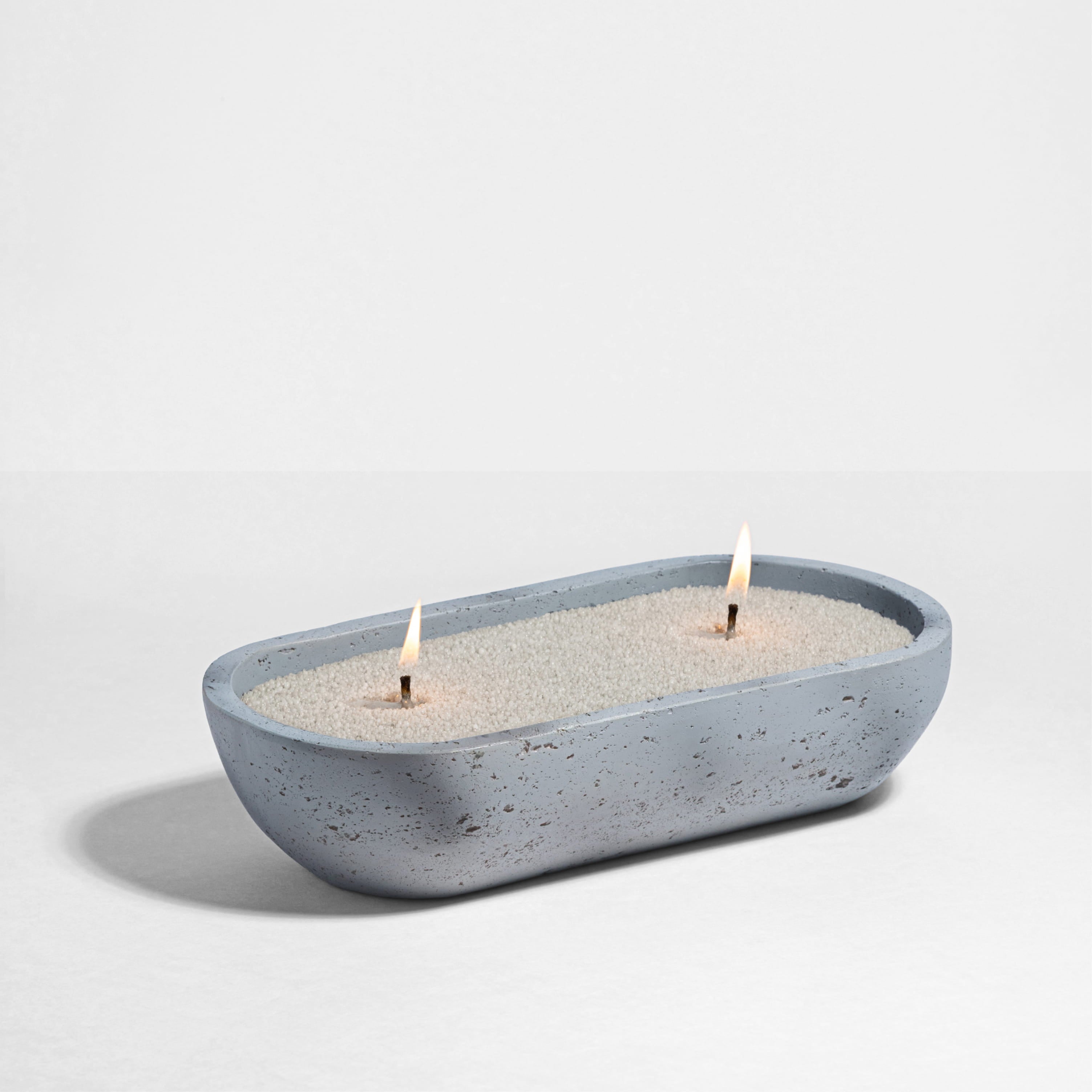 Gray Oval Earthy Vessel with Wax Pearls