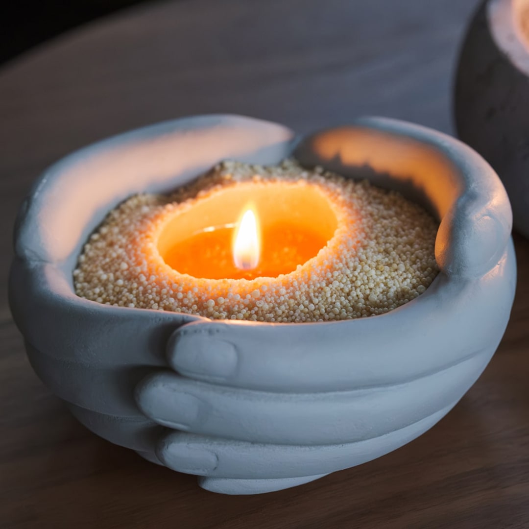 Romantic Gray Hands Vessel with Wax Pearls