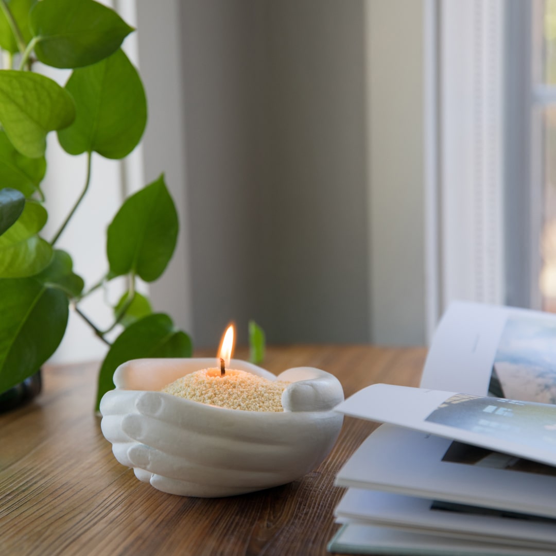 Romantic White Hands Vessel with Wax Pearls