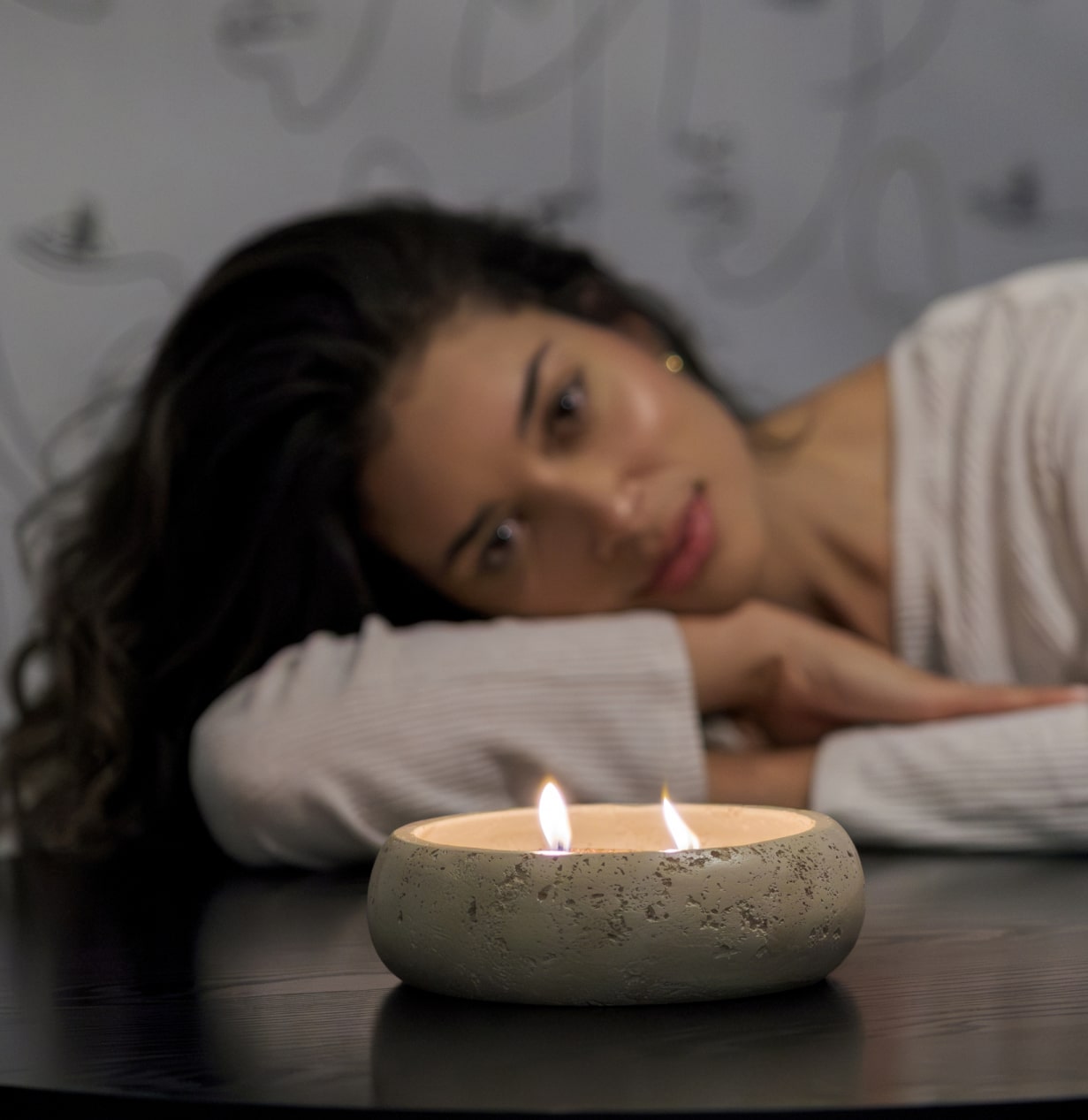 Stone Earthy Vessel with Wax Pearls