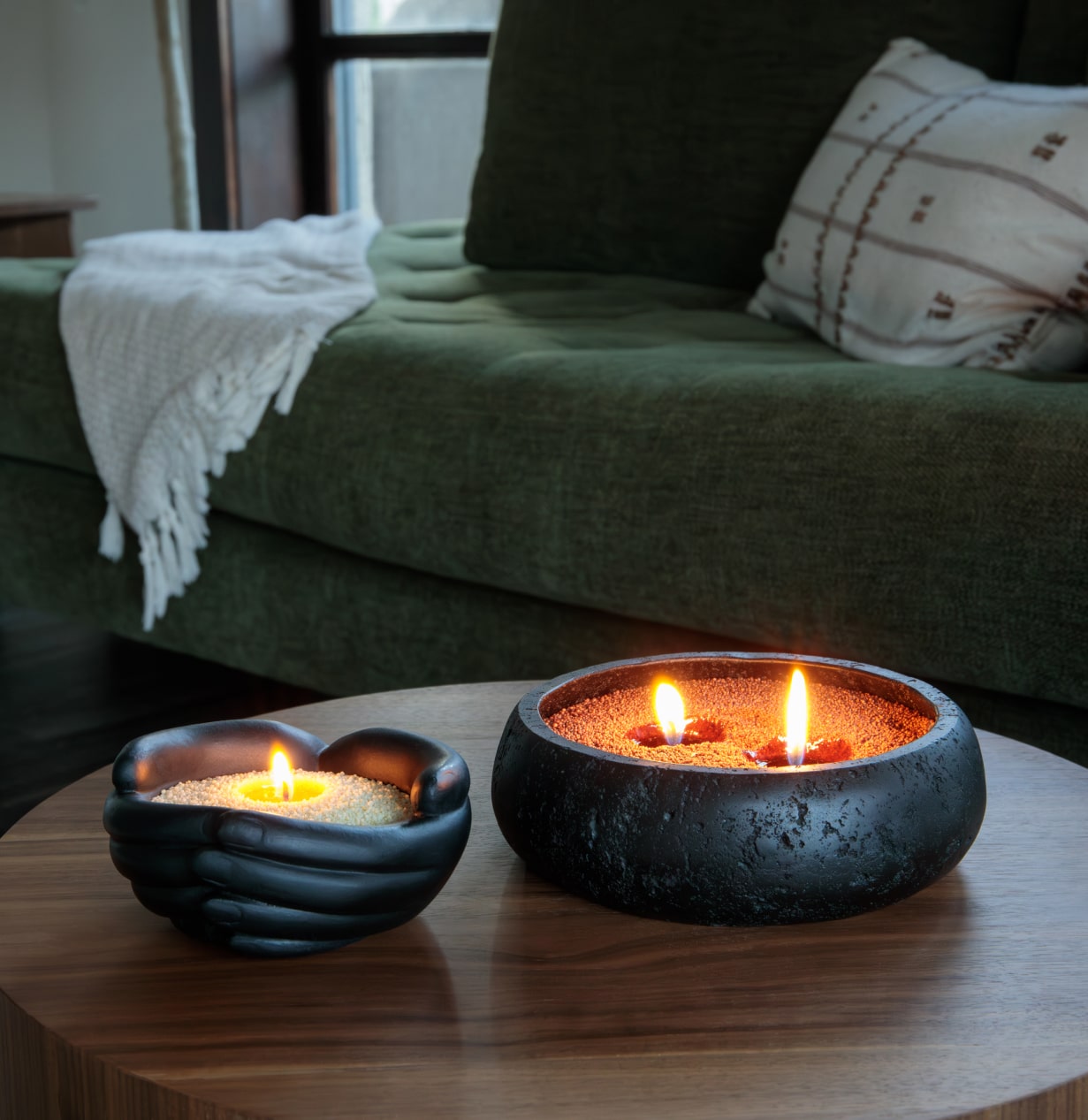 Romantic Black Hands Vessel with Wax Pearls