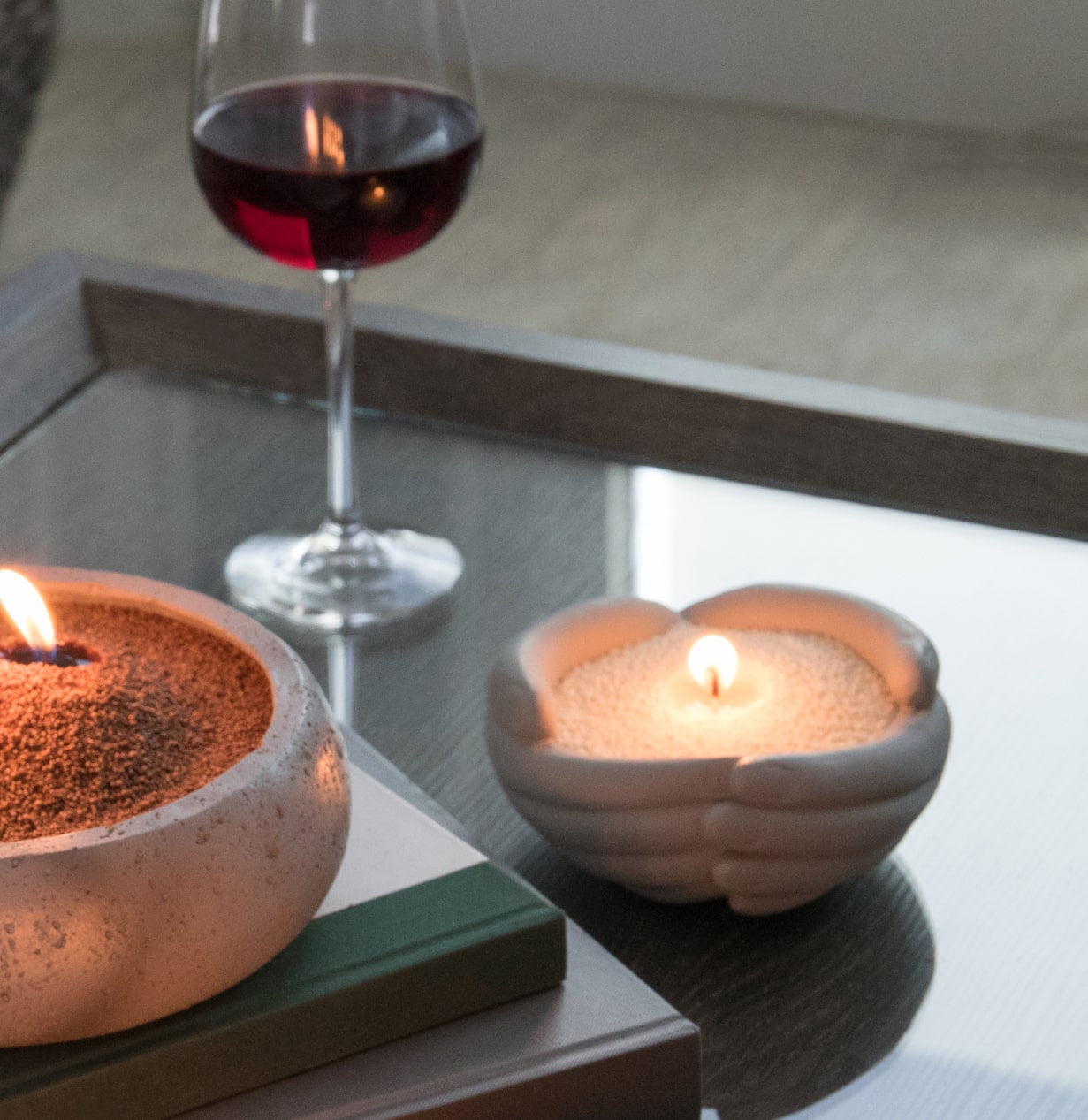 Romantic Gray Hands Vessel with Wax Pearls
