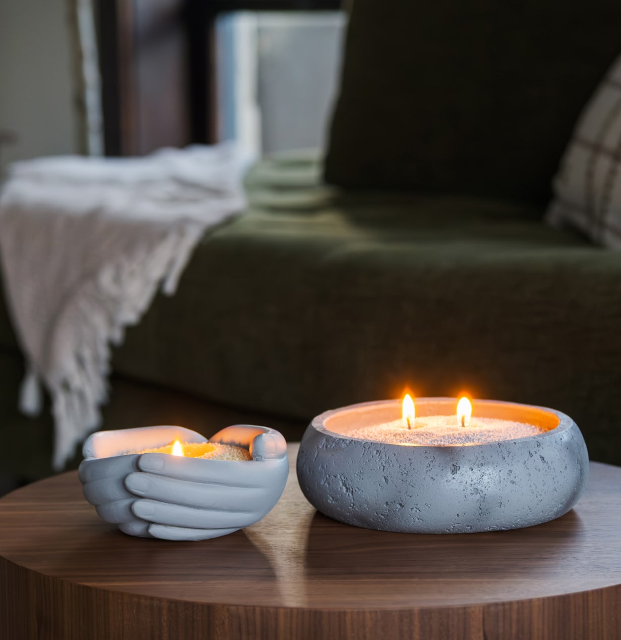 Romantic Gray Hands Vessel with Wax Pearls