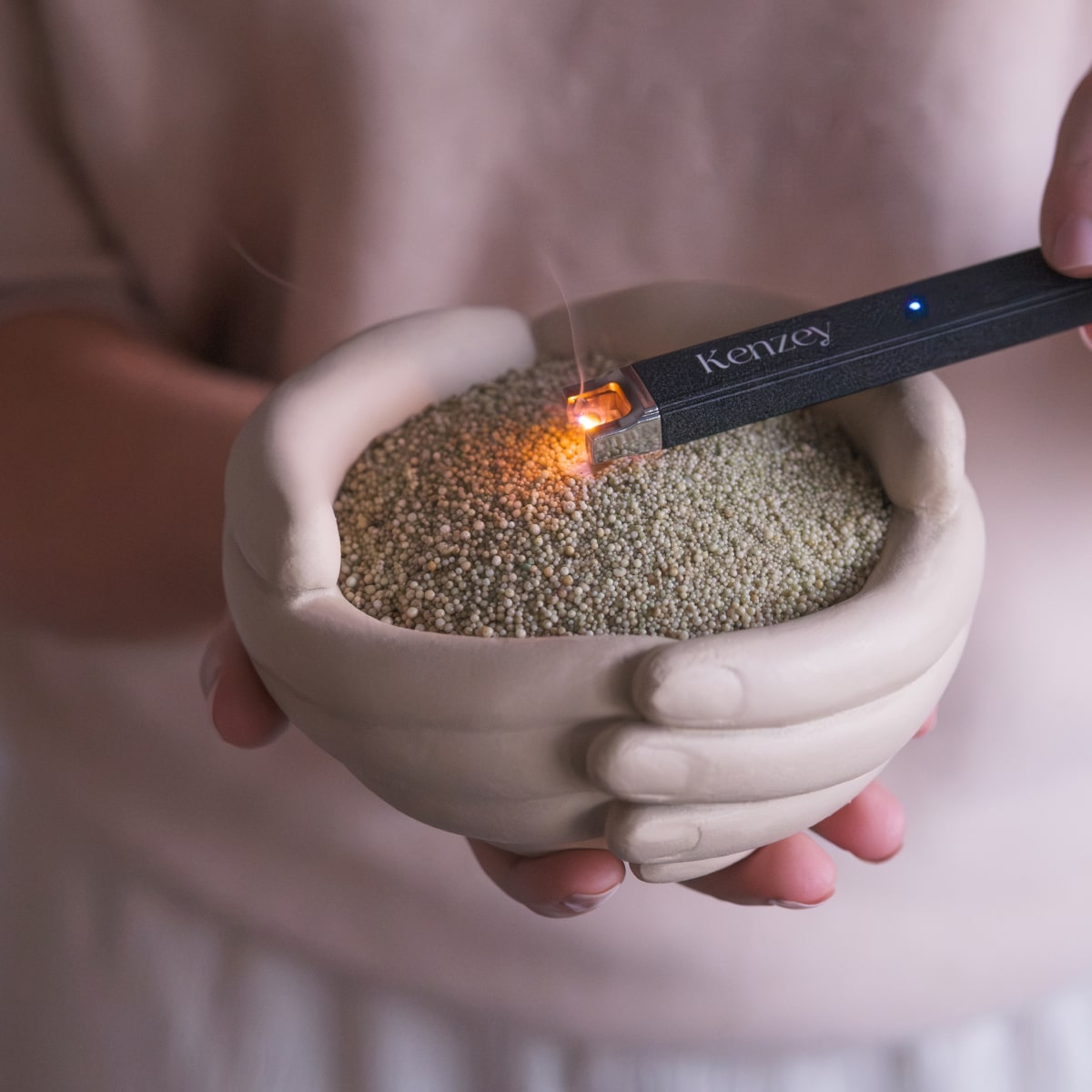 Romantic Stone Hands Vessel with Wax Pearls