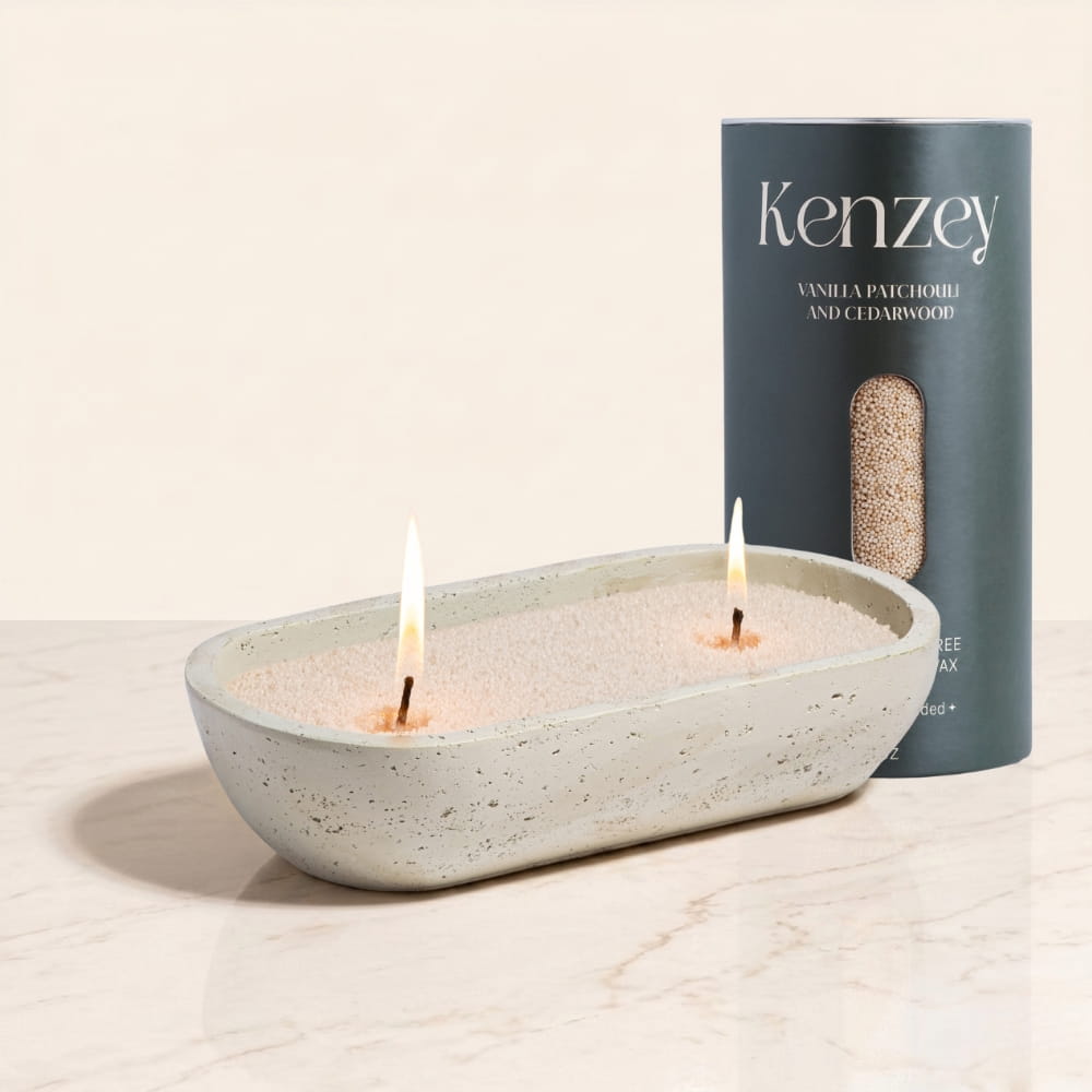 Earthy Oval Pearled Candle
