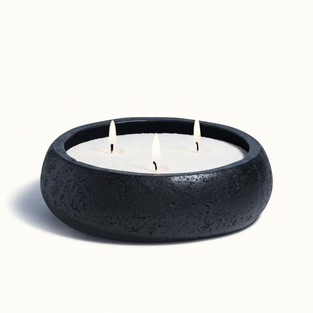 Black Earthy Vessel with Wax Pearls