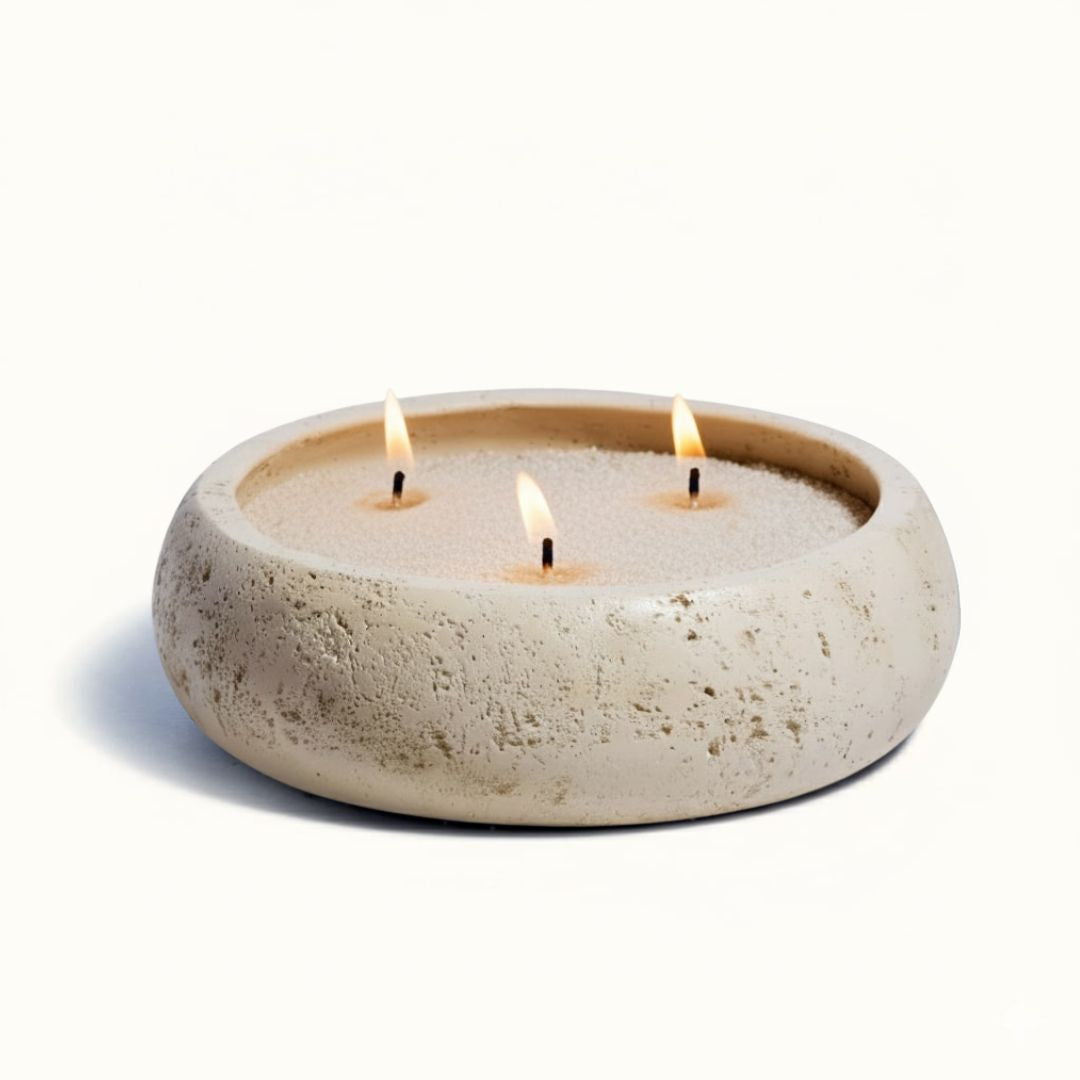 Stone Earthy Vessel with Wax Pearls