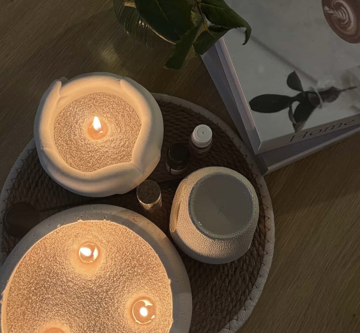 White Earthy Vessel with Wax Pearls
