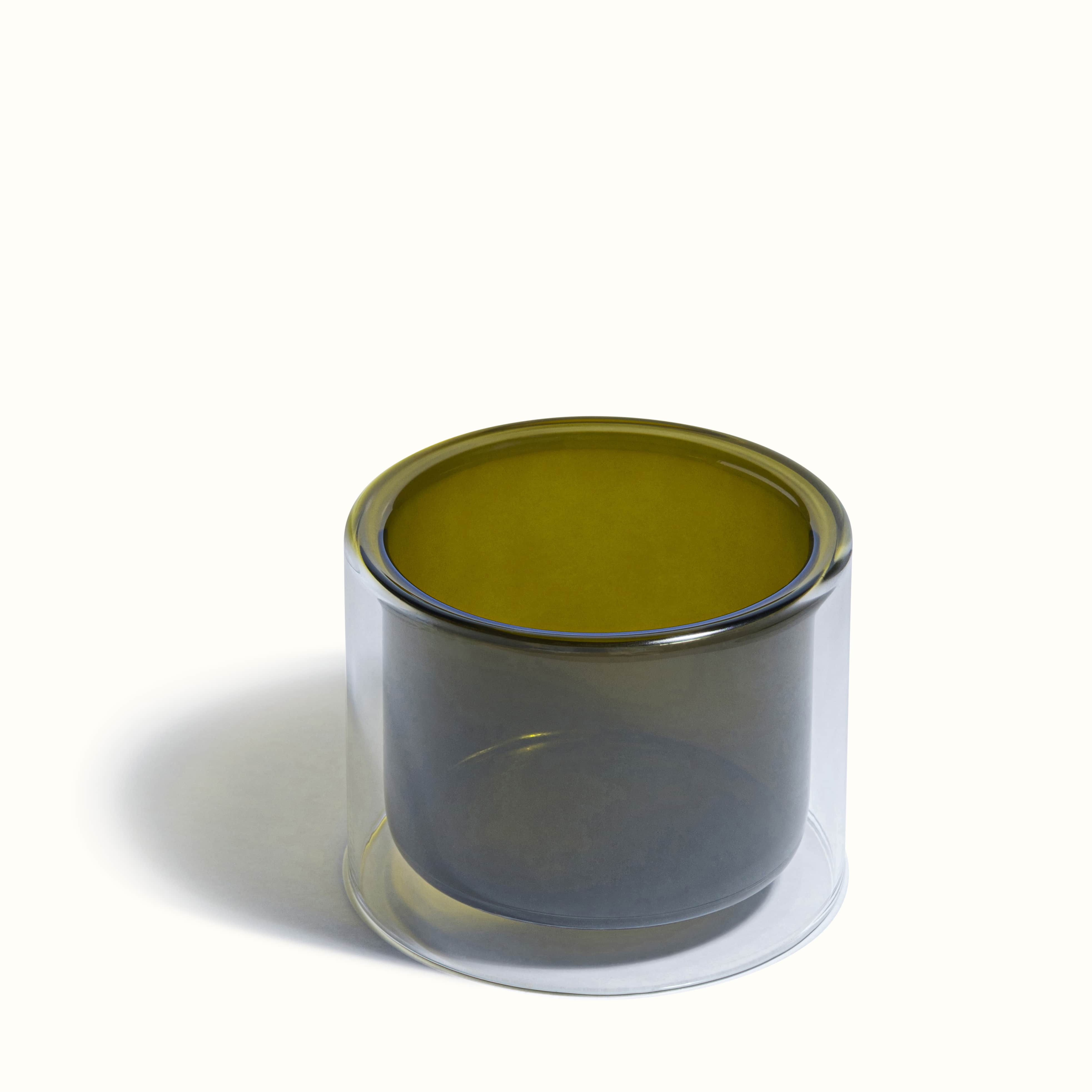 Olive Green Double Glass Vessel - M