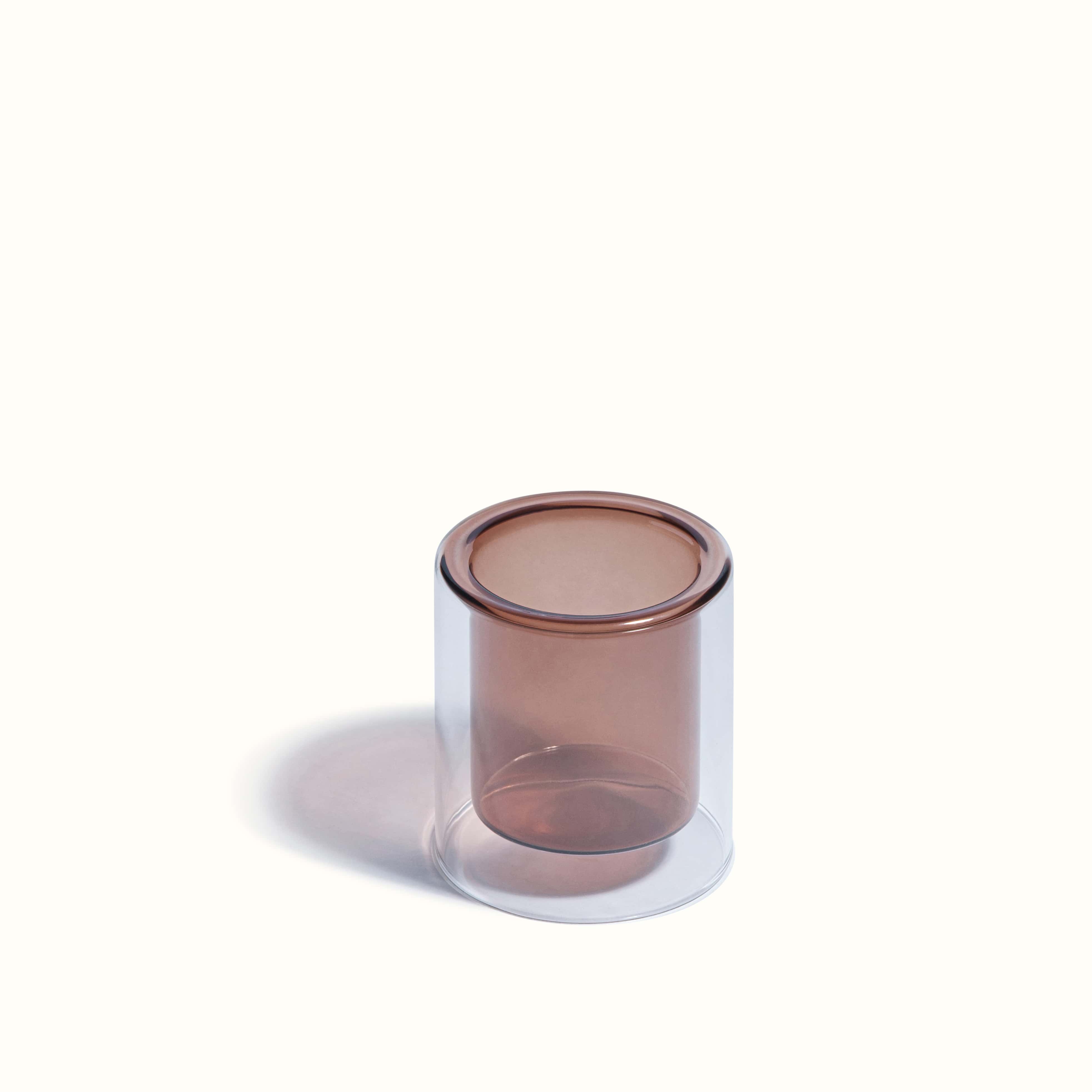 Brown Double Glass Vessel - S