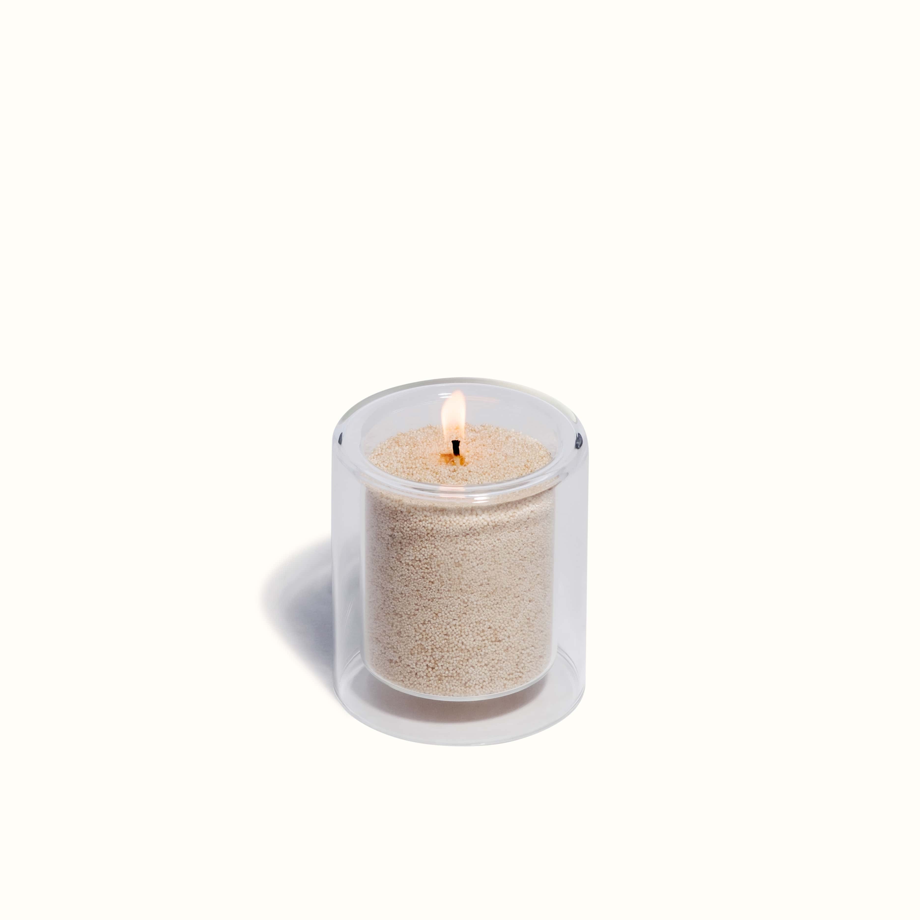 Clear Small Double Glass Vessel with Wax Pearls