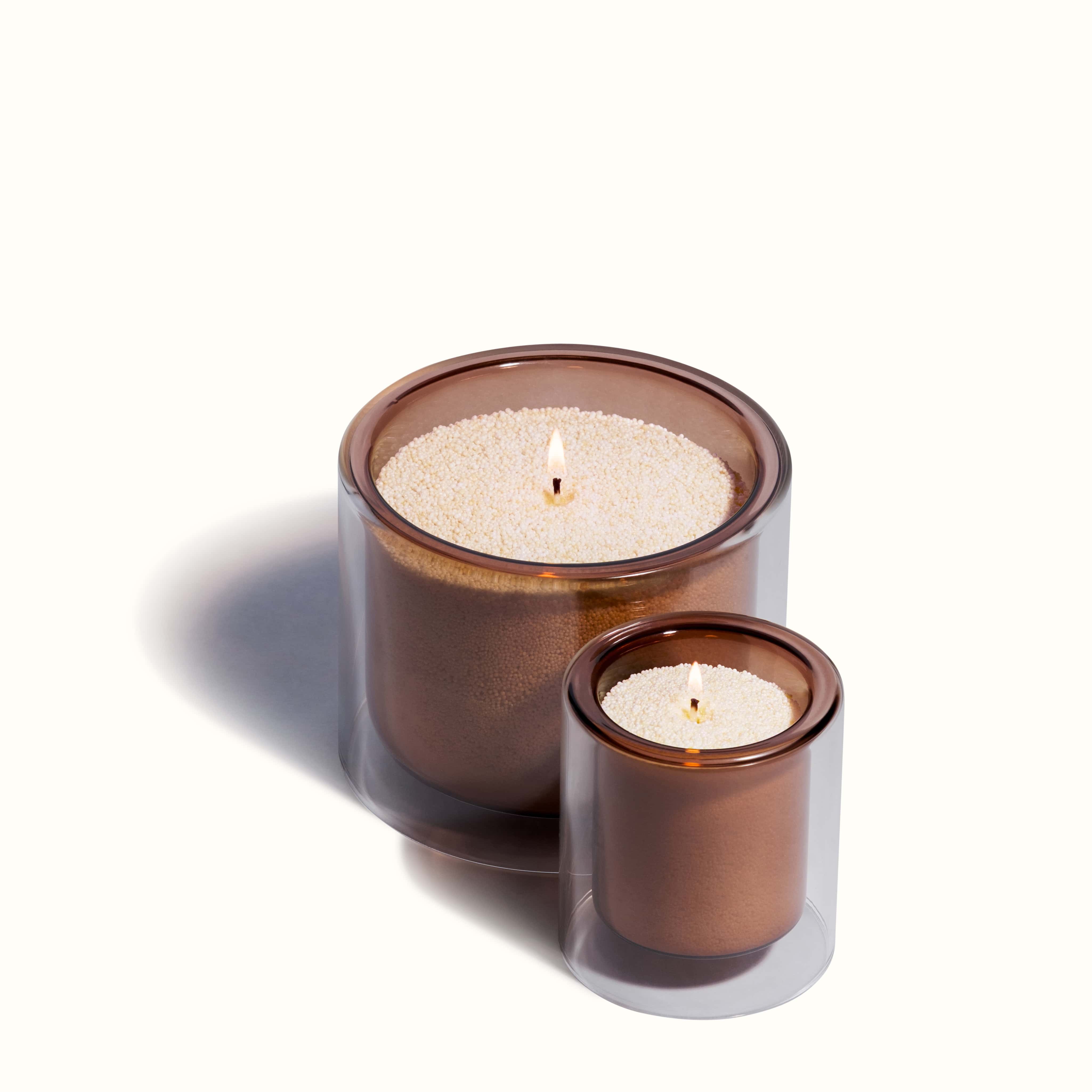 Brown Double Glass Vessels Set with Wax Pearls