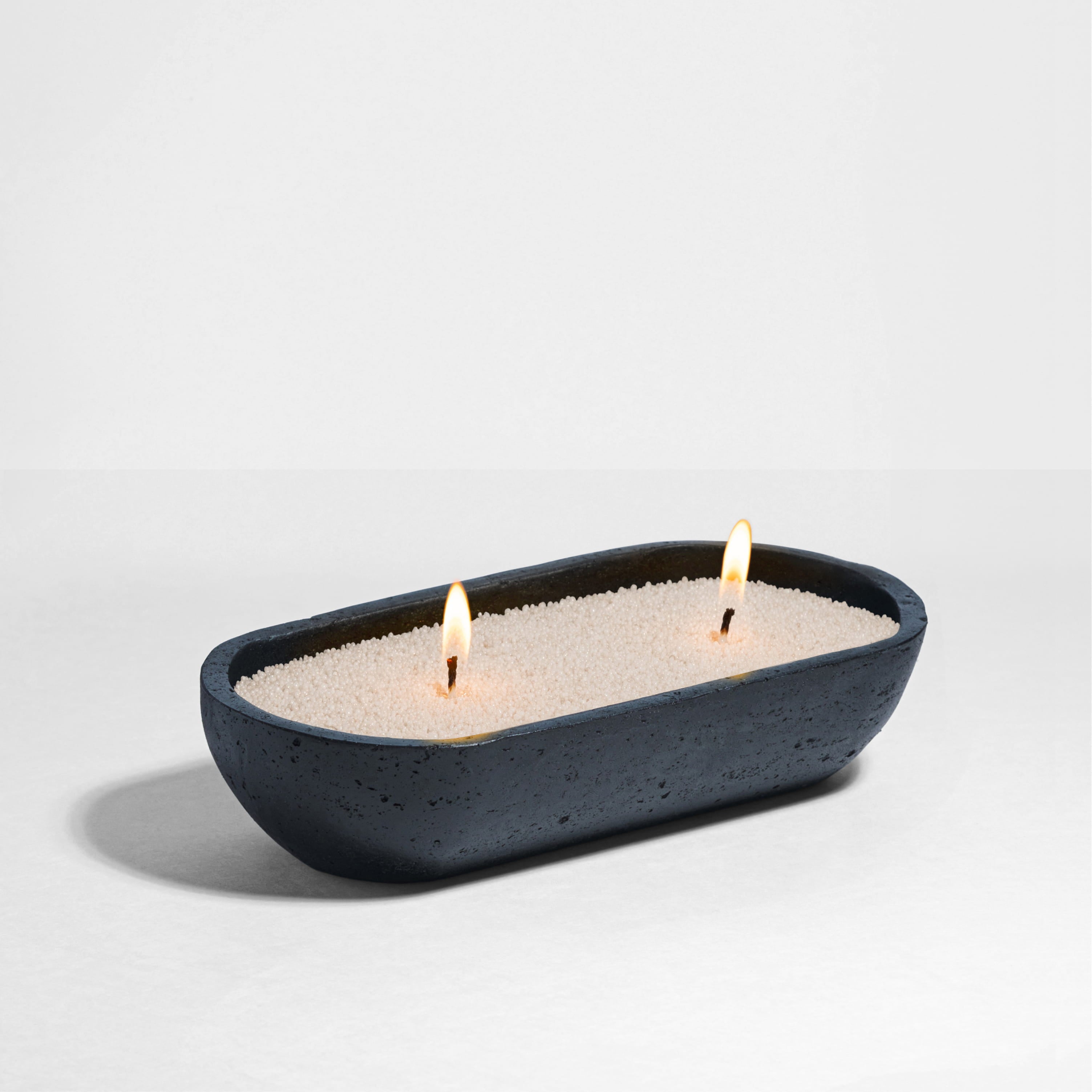 Black Oval Earthy Vessel with Wax Pearls