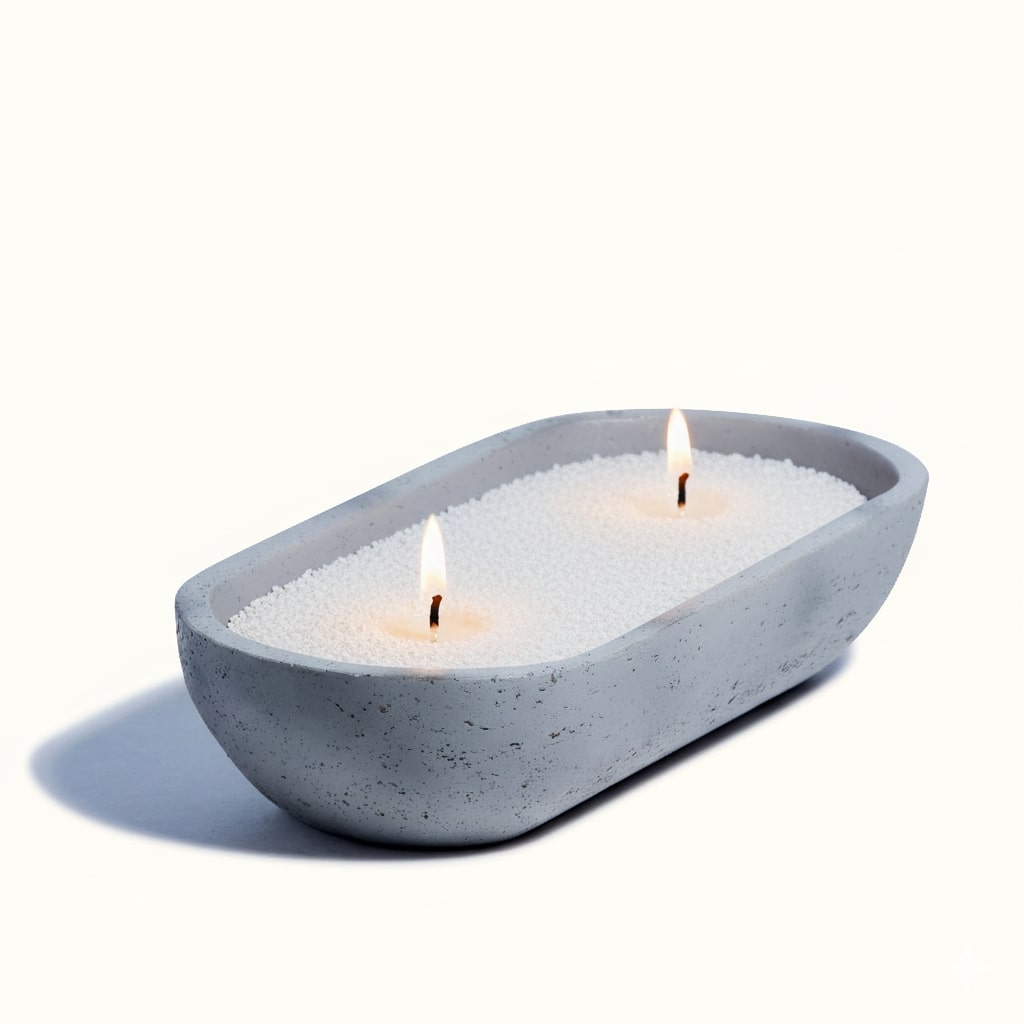 Gray Oval Earthy Vessel with Wax Pearls
