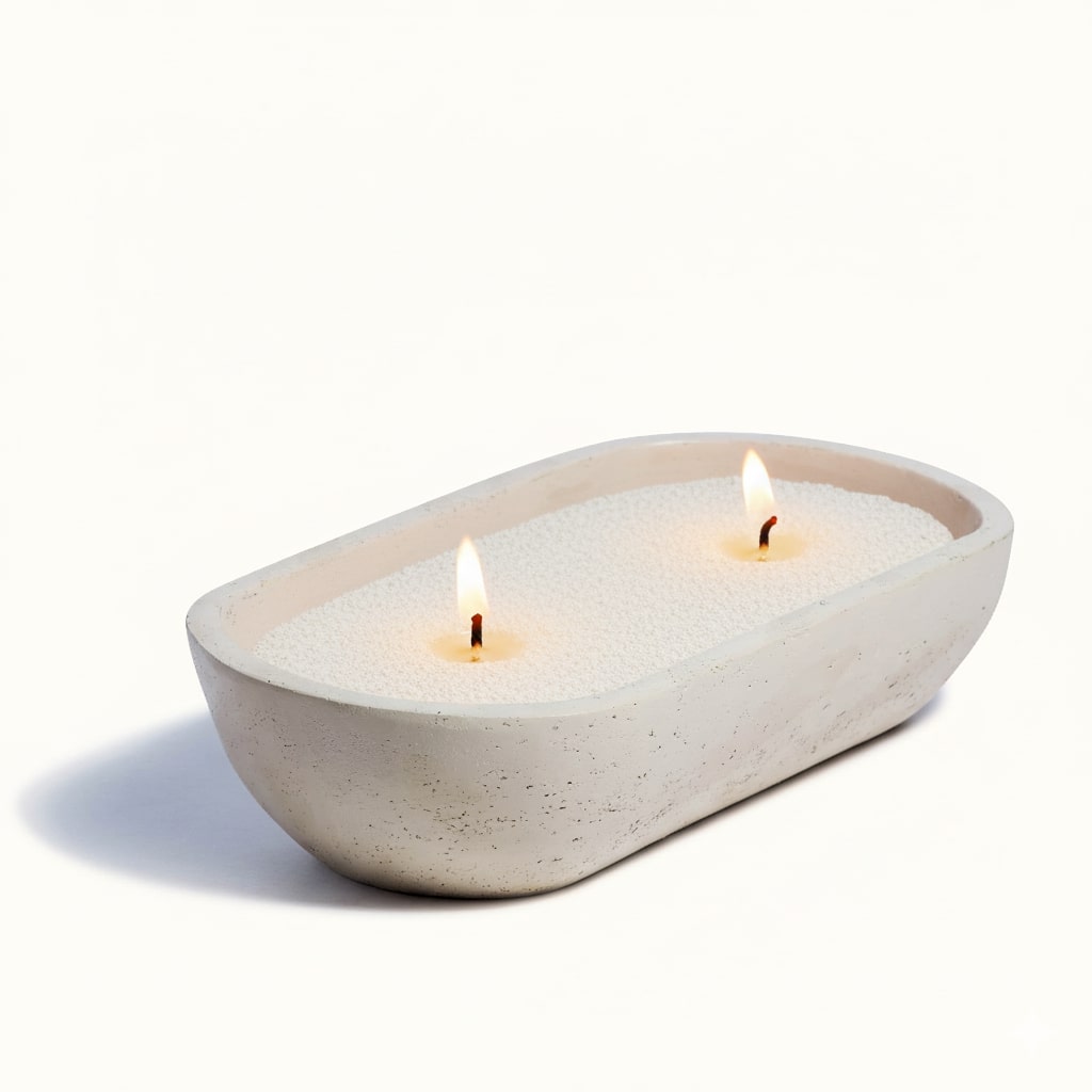 Stone Oval Earthy Vessel with Wax Pearls