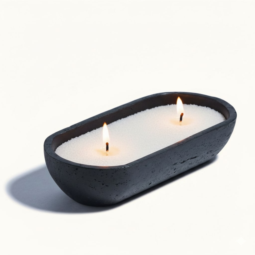 Black Oval Earthy Vessel with Wax Pearls