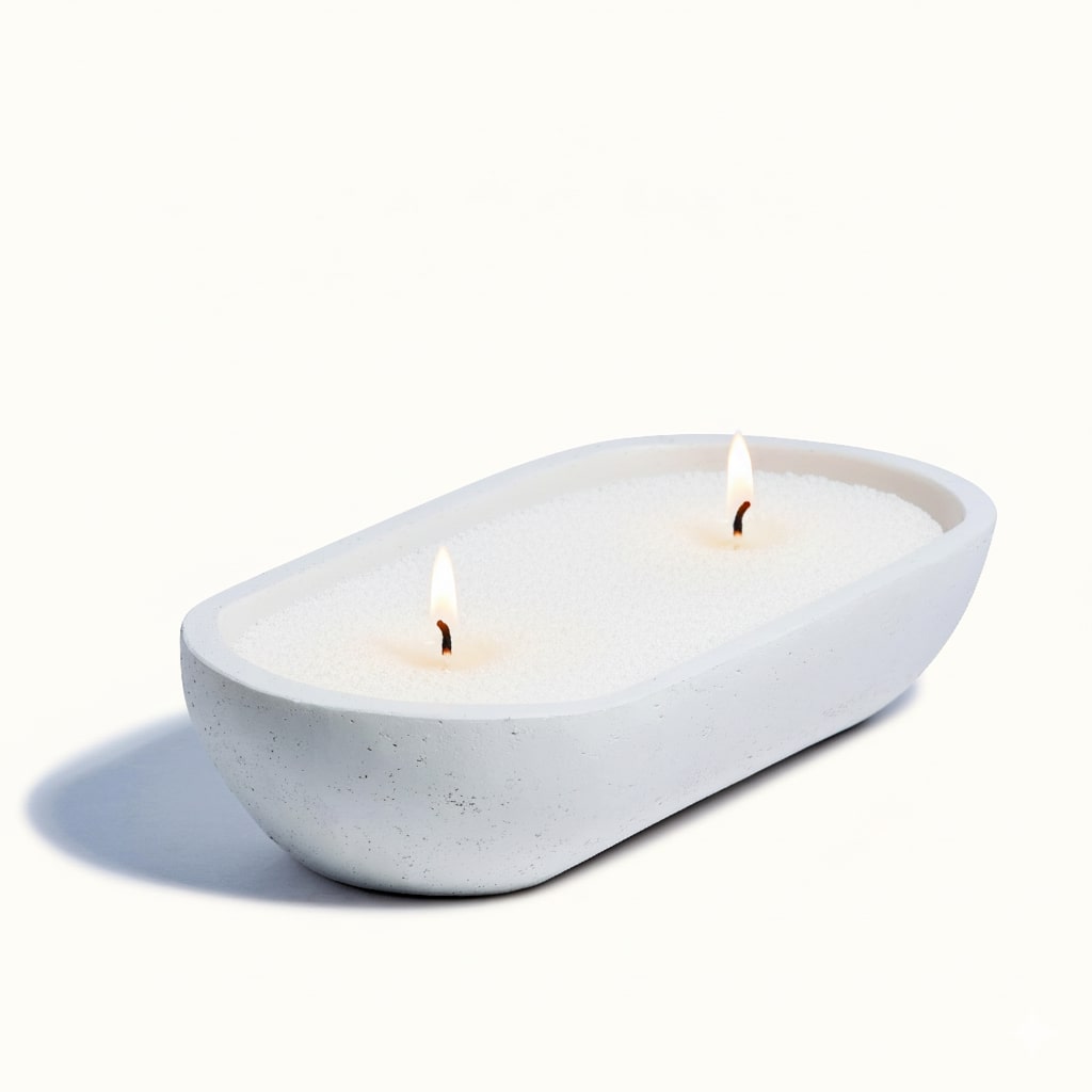 White Oval Earthy Vessel with Wax Pearls