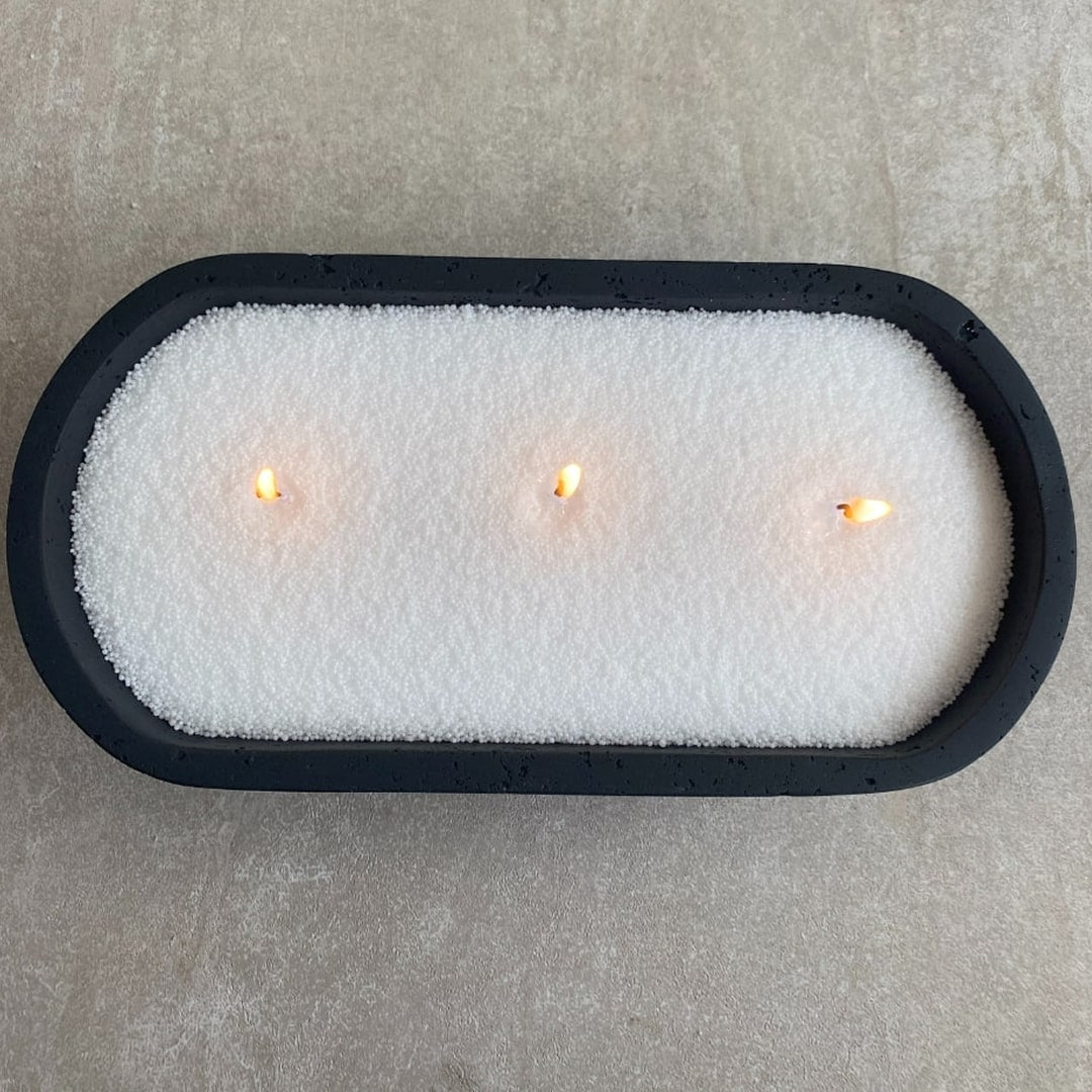 Black Oval Earthy Vessel with Wax Pearls