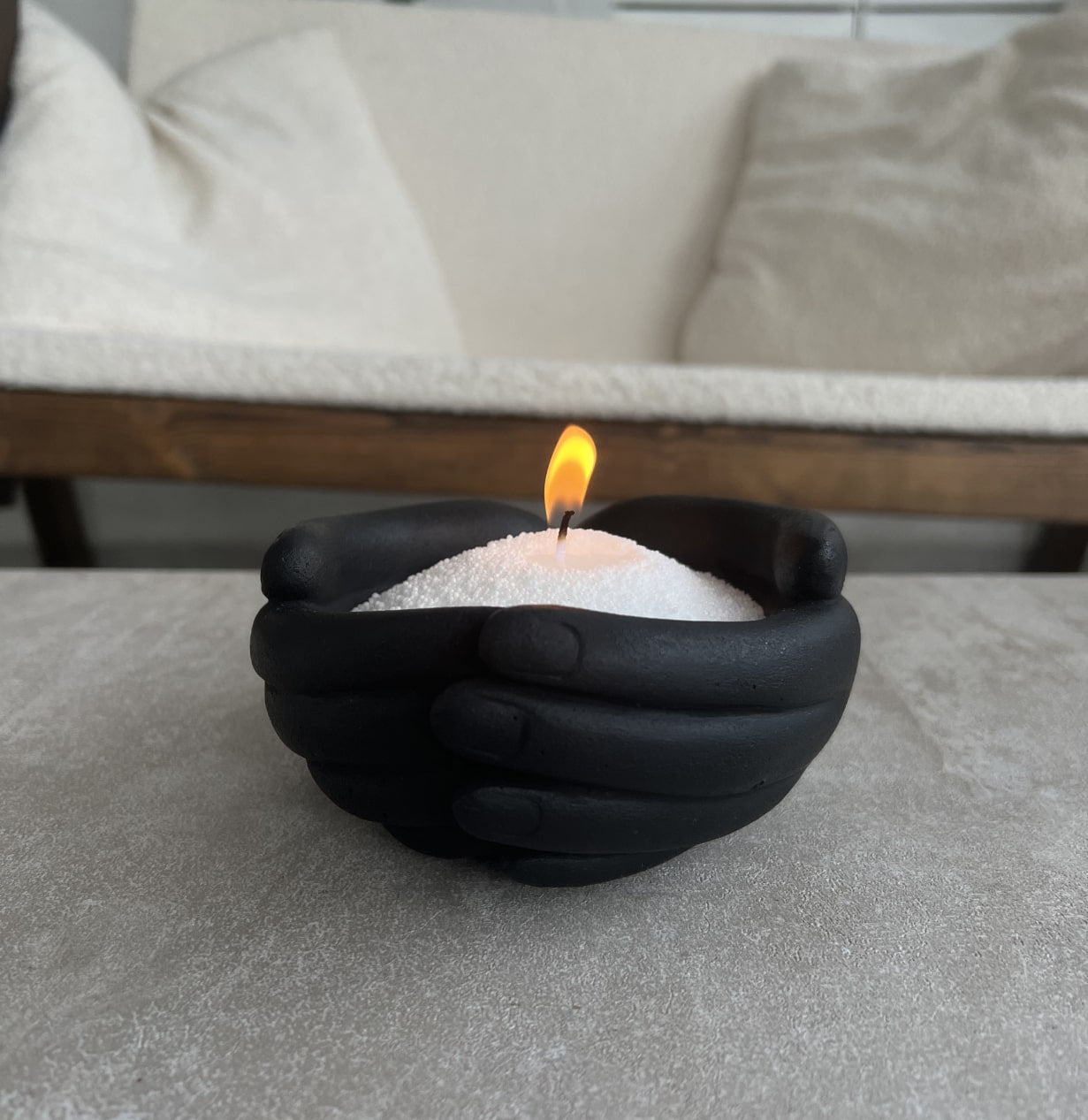 Black Hand Warmer with Wax Pearls