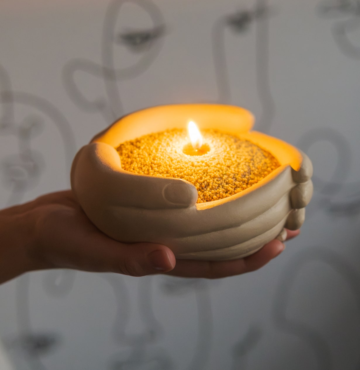 Stone Hand Warmer with Wax Pearls